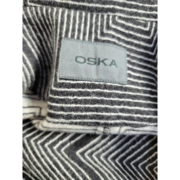 OSKA Womens Sz 1 Gray White Stripes Wool One Button Career Work Blazer Jacket - Picture 3 of 8